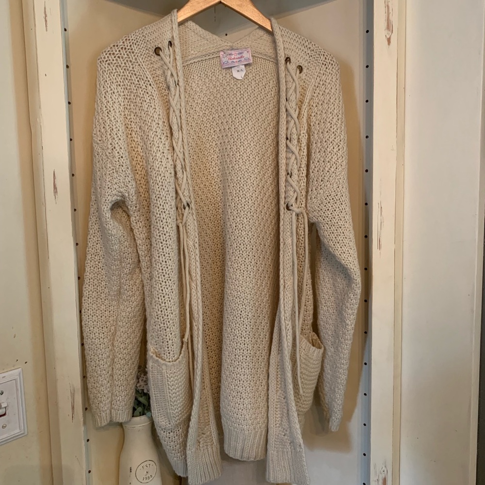 Panhandle knit Cardigan, cream size M/L